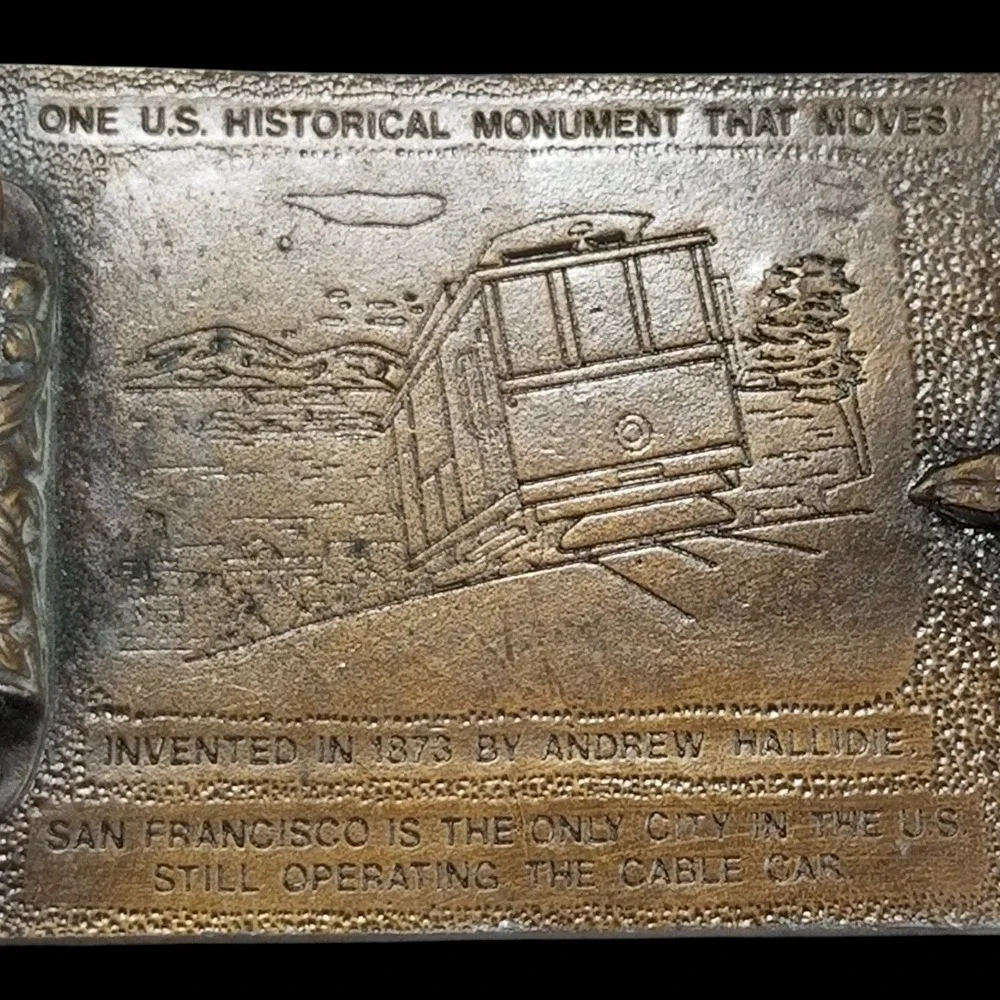 Vintage 1976 Bergamot Brass Works San‎ Francisco Cable Car Belt Buckle USA Made